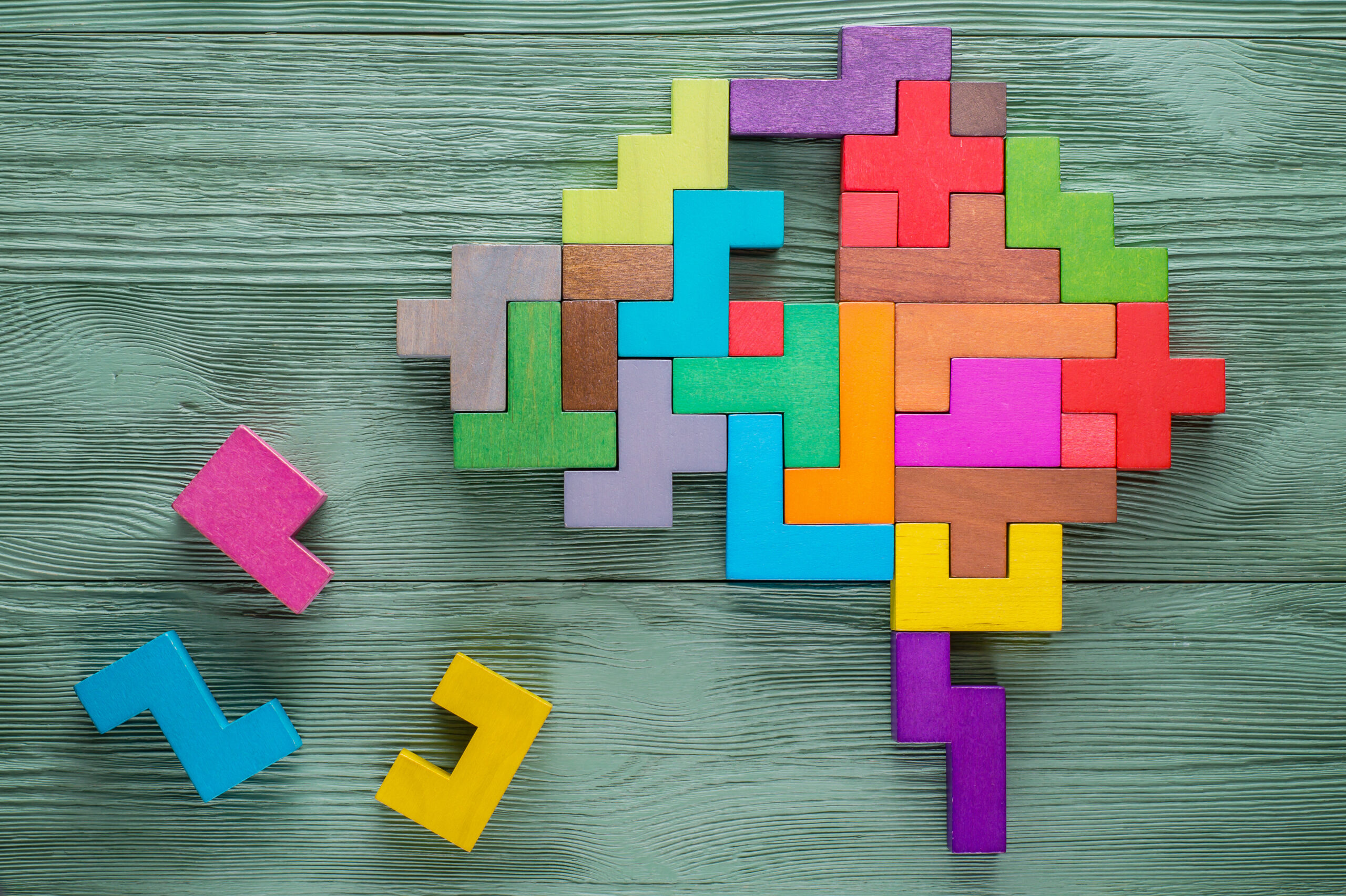 Human,Brain,Is,Made,Of,Multi-colored,Wooden,Blocks.,Creative,Medical